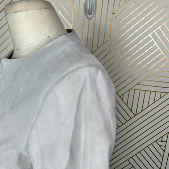 Soia + Kyo Collarless Zip Front Suede Jacket Gray Size US Small - Picture 6 of 12